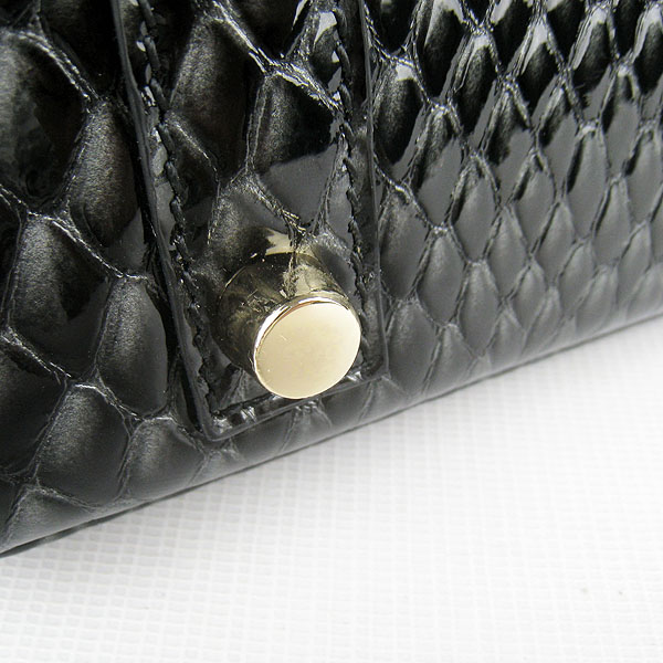 High Quality Fake Hermes Birkin 35CM Fish Veins Leather Bag Black 6089 - Click Image to Close